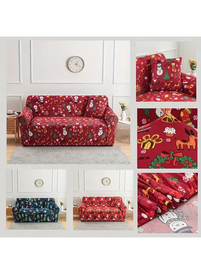Christmas House Single Seat Sofa Cover With Free Pillowcase Holiday Decor - Image 1